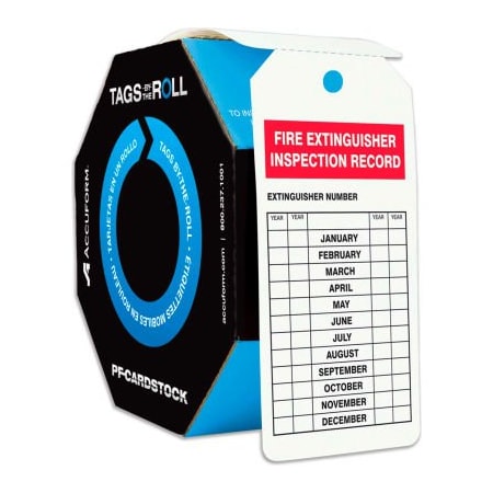 Accuform Accuform Fire Extinguisher Inspection, PF-Cardstock, 250/Roll TAR732